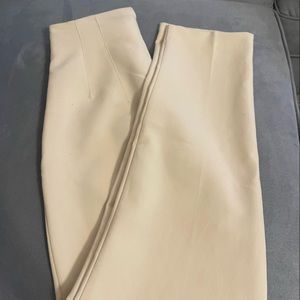 Zara High Waisted Straight Leg Trousers- Cream